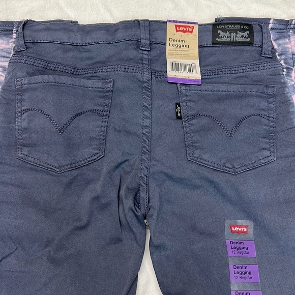 Levi’s Girls Denim Leggings Super Stretchy 12R Gray w/Pink Tie Dye NWT - Picture 8 of 12